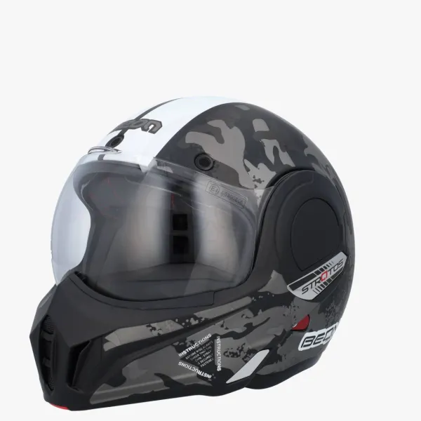Beon B707 SKULL Zwart/Wit> Systeemhelmen|Helmen Met Zonnevizier