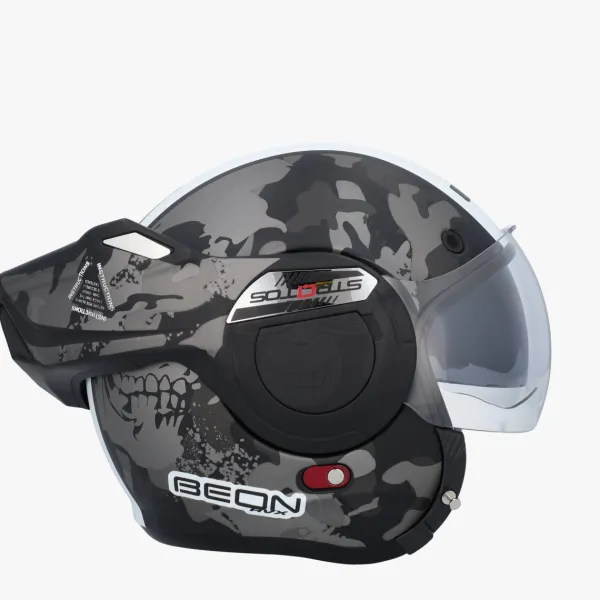 Beon B707 SKULL Zwart/Wit> Systeemhelmen|Helmen Met Zonnevizier