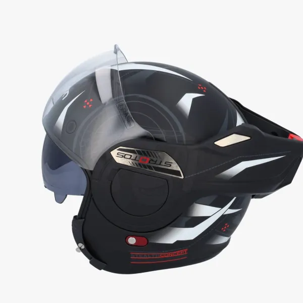 Beon B707 Stealth Zwart/Wit> Systeemhelmen|Helmen Met Zonnevizier