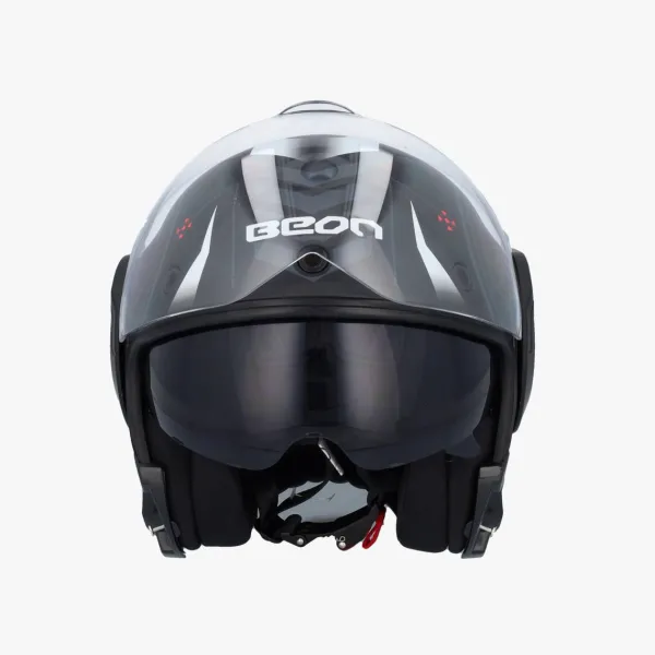 Beon B707 Stealth Zwart/Wit> Systeemhelmen|Helmen Met Zonnevizier