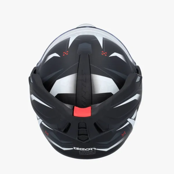 Beon B707 Stealth Zwart/Wit> Systeemhelmen|Helmen Met Zonnevizier