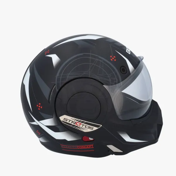 Beon B707 Stealth Zwart/Wit> Systeemhelmen|Helmen Met Zonnevizier