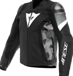 Dainese Avro 5 Leather Jacket Motorjas Black/White/Anthracite> Motorjassen