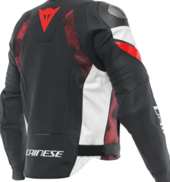Dainese Avro 5 Leather Jacket Motorjas Black/Red-Lava/White> Motorjassen