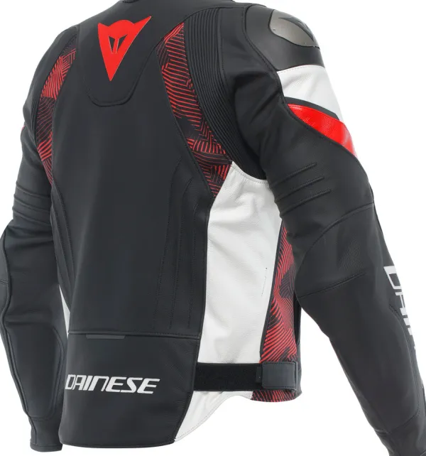 Dainese Avro 5 Leather Jacket Motorjas Black/Red-Lava/White> Motorjassen