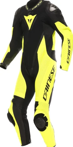 Dainese Demon Sprint Perf 1Pc Leather Suit Racepak Black/Yellow-Fluo/Yellow-Fluo> Motorpakken