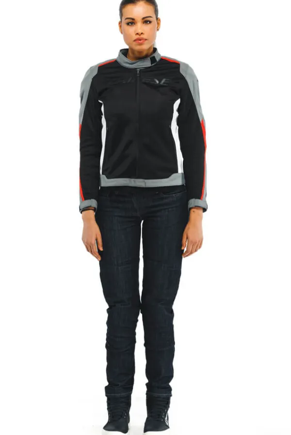 Dainese Hydraflux 2 Air D-Dry Lady Motorjas Black/Charcoal Gray/Lava Red 60F> Motorjassen