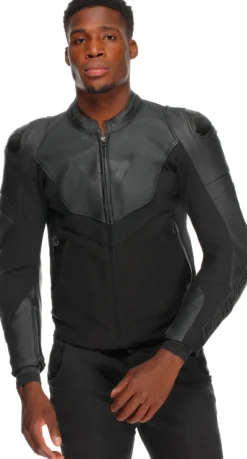 Dainese Iperattiva Leather-Tex Motorjas Black/Black 631> Motorjassen