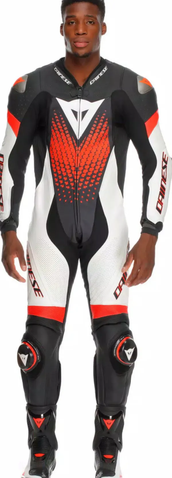 Dainese Laguna Seca 6 1Pc Suit Perforated Black/White/Red-Fluo N32> Motorpakken