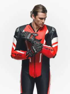 Dainese Misano 3 Perforated D-Air 1Pc Leather Suit Black/Red/Fluo-Red><noscript><img width=
