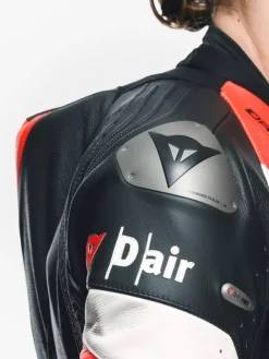 Dainese Misano 3 Perforated D-Air 1Pc Leather Suit Black/Red/Fluo-Red><noscript><img width=