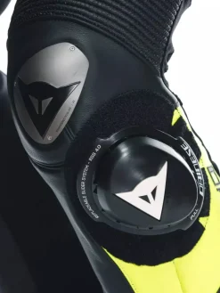 Dainese Misano 3 Perforated D-Air 1Pc Leather Suit Black/Anthracite/Fluo-Yellow><noscript><img width=