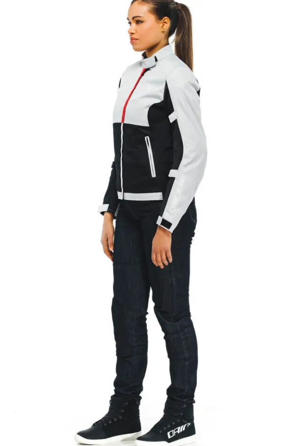 Dainese Risoluta Air Tex Lady Motorjas Glacier Gray/Lava Red 34F> Motorjassen
