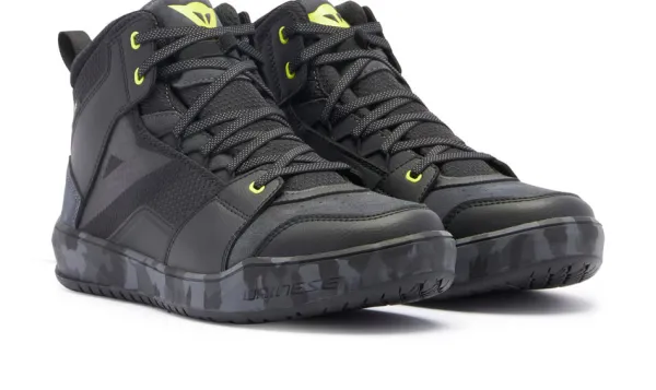 Dainese Suburb D-WP Shoes Black/Camo/Acid Yellow 49J>Heren Casual Motorschoenen|Heren Motorschoenen