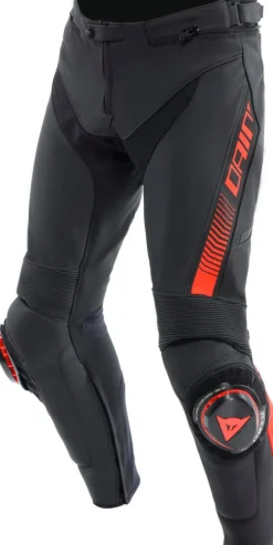 Dainese Super Speed Leather Motorbroek Black/Red-Fluo> Motorbroeken