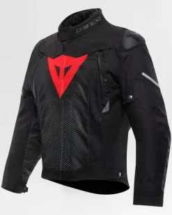 Dainese Super Sprint D-Dry Motorjas Black/Black/Red-Lava H43> Motorjassen