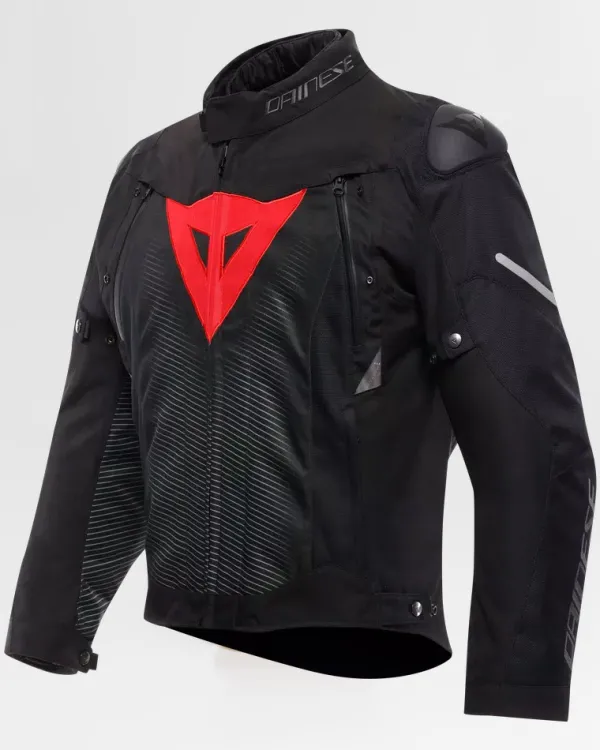 Dainese Super Sprint D-Dry Motorjas Black/Black/Red-Lava H43> Motorjassen