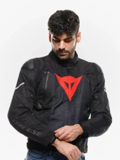 Dainese Super Sprint D-Dry Motorjas Black/Black/Red-Lava H43><noscript><img width=