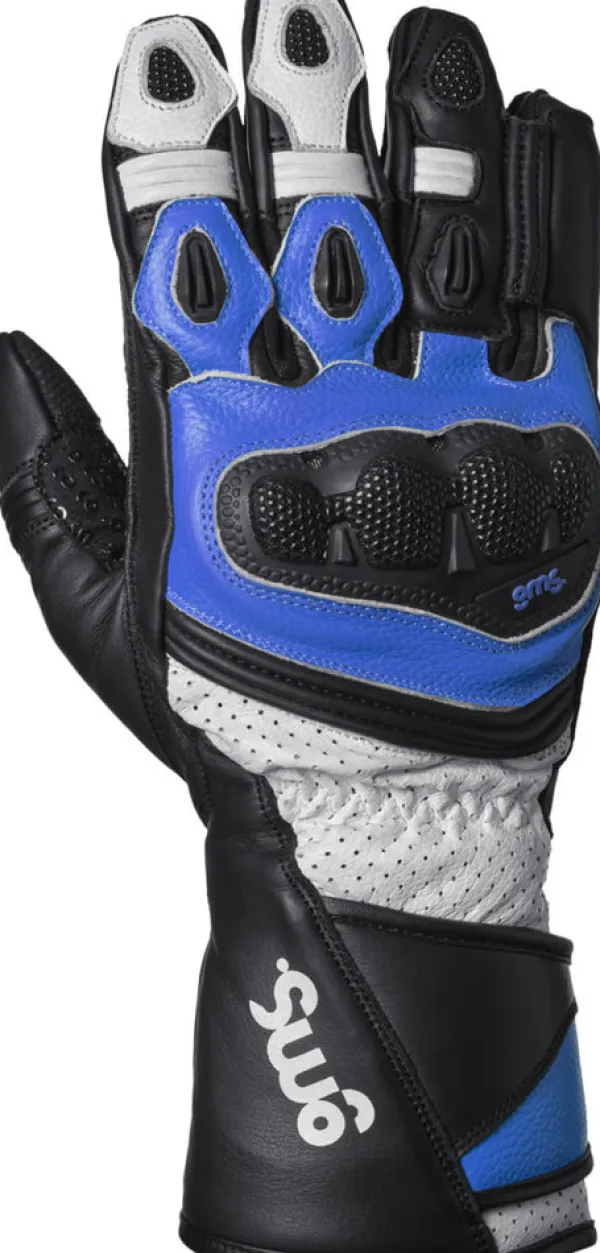 GMS GR-1 SF Gloves Black/White/Blue> Motorhandschoenen