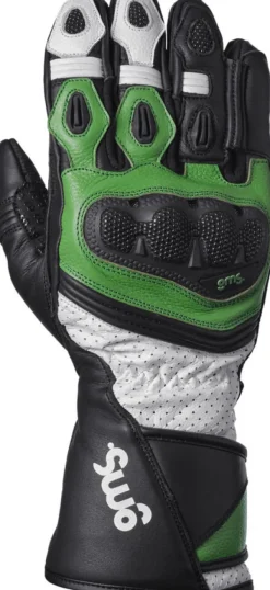 GMS GR-1 SF Gloves Black/White/Green> Motorhandschoenen