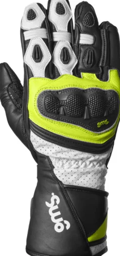 GMS GR-1 SF Gloves Black/White/Yellow> Motorhandschoenen