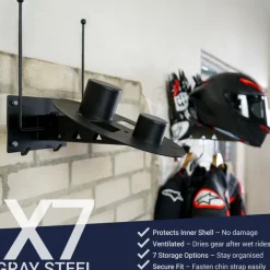 Gray Steel X7 Helmet & Gear wall mount Matt Black> Cadeaus Voor Motorrijders|Helm Houder & Kapstok