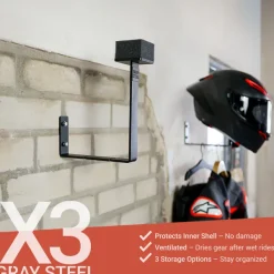 Gray Steel X3 Helmet & Gear wall mount Matt Black> Cadeaus Voor Motorrijders|Helm Houder & Kapstok