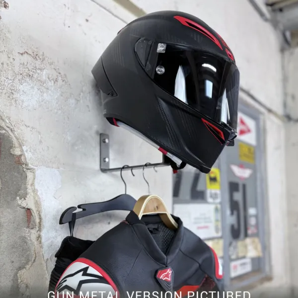 Gray Steel X3 Helmet & Gear wall mount Matt Black> Cadeaus Voor Motorrijders|Helm Houder & Kapstok