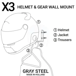Gray Steel X3 Helmet & Gear wall mount Matt Black><noscript><img width=