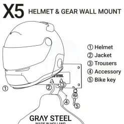 Gray Steel X5 Helmet & Gear wall mount Gun Metal><noscript><img width=