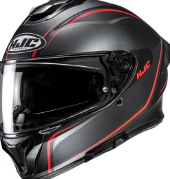 HJC C71 Quez Black/Red 130> Integraalhelmen|Helmen Met Zonnevizier