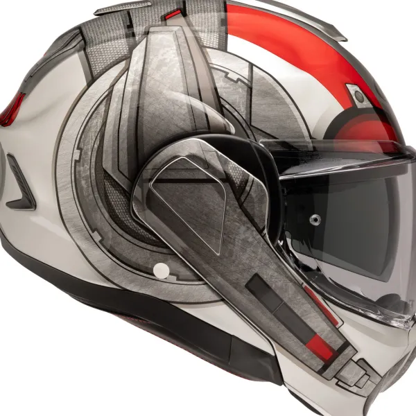 HJC F100 Ant-Man Grey/Red 831> Systeemhelmen|Helmen Met Zonnevizier