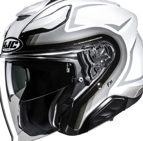 HJC F31 Bask White/Grey 281> Helmen Met Zonnevizier|Bluetooth Helmen