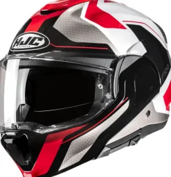 HJC F100 Bios White/Red 213> Systeemhelmen|Helmen Met Zonnevizier
