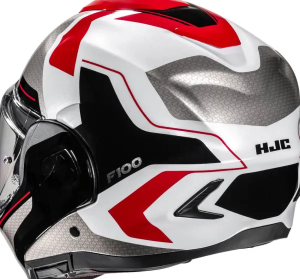 HJC F100 Bios White/Red 213> Systeemhelmen|Helmen Met Zonnevizier