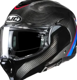 HJC F100 Carbon Stan Black/Blue 185> Systeemhelmen|Helmen Met Zonnevizier