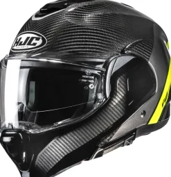 HJC F100 Carbon Stan Black/Yellow 187> Systeemhelmen|Helmen Met Zonnevizier
