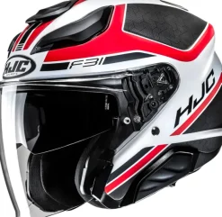 HJC F31 Ceron White/Red 231> Helmen Met Zonnevizier|Bluetooth Helmen