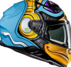 HJC F71 Monkey DJ Blue/Yellow 588> Integraalhelmen|Helmen Met Zonnevizier