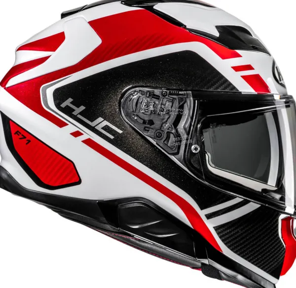 HJC F71 Tozz White/Red 231> Integraalhelmen|Helmen Met Zonnevizier