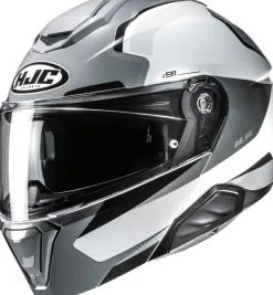HJC i91 Felio White/Grey 281> Systeemhelmen|Helmen Met Zonnevizier