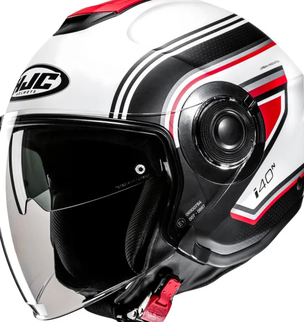 HJC i40N Linia White/Red 213> Helmen Met Zonnevizier|Bluetooth Helmen