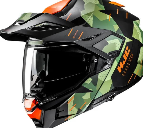 HJC i80 Roki Green/Orange 431> Systeemhelmen|Helmen Met Zonnevizier