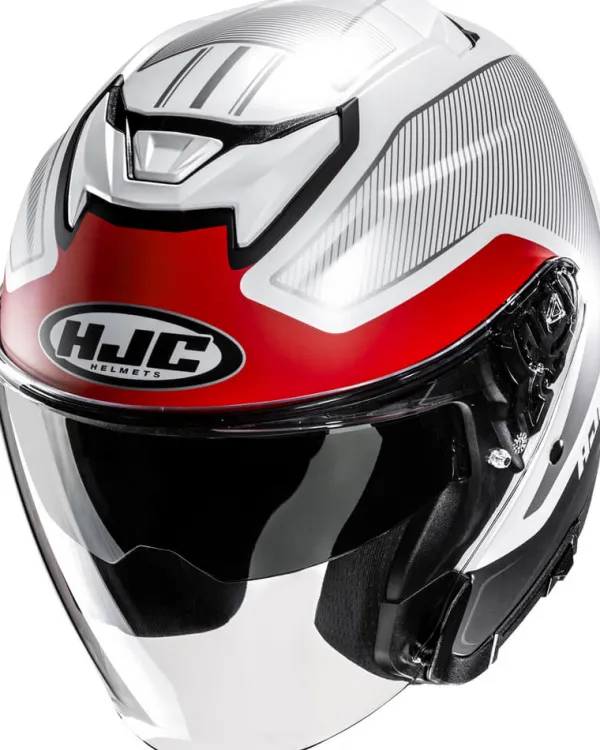 HJC i31 Tevis White/Red 231> Helmen Met Zonnevizier|Bluetooth Helmen
