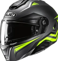 HJC i91 Tricus Yellow/Grey 780> Systeemhelmen|Helmen Met Zonnevizier