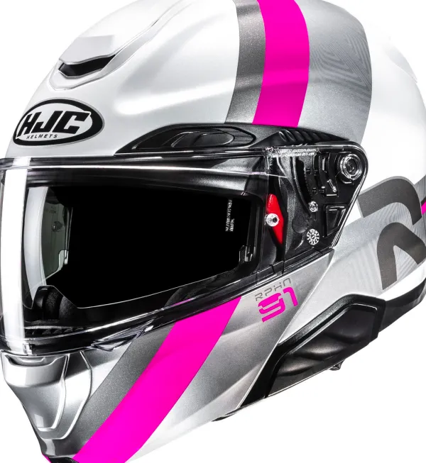 HJC RPHA-91 Fensh White/Purple 286> Systeemhelmen|Helmen Met Zonnevizier