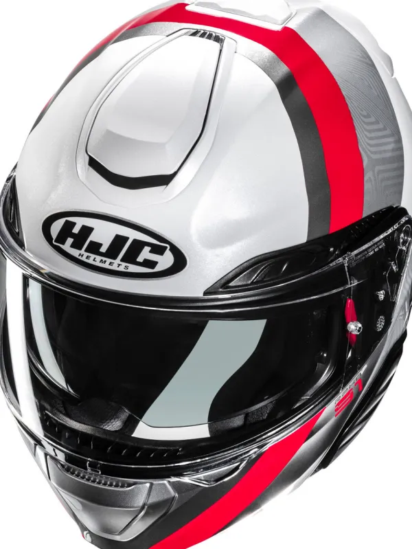 HJC RPHA-91 Fensh White/Red 283> Systeemhelmen|Helmen Met Zonnevizier