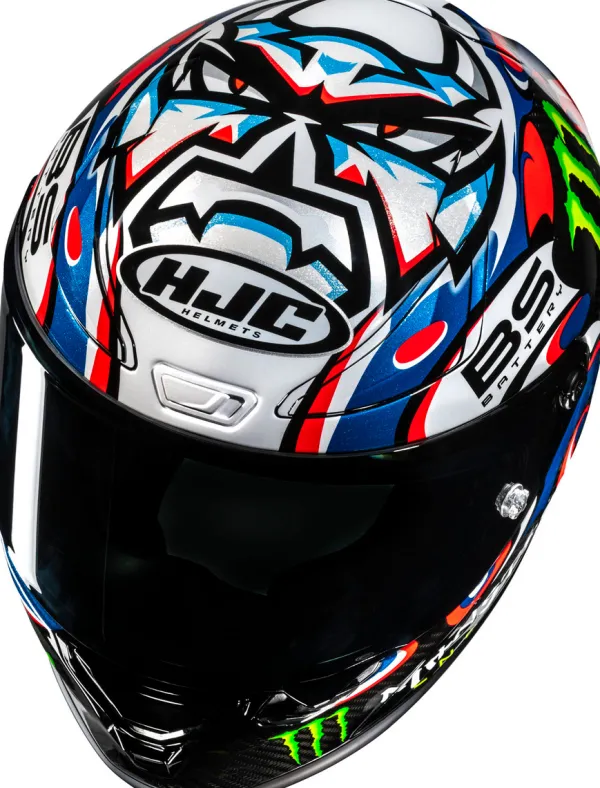 HJC RPHA-1 V2 Carbon Quartararo Le Mans III White/Blue 253> Helmen Met Zonnevizier|Race Helmen