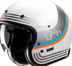 HJC V31 Byron White/Grey 285> Retro Helmen|Helmen Met Zonnevizier