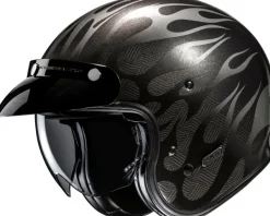 HJC V31 Firo Black/Grey 180> Retro Helmen|Helmen Met Zonnevizier